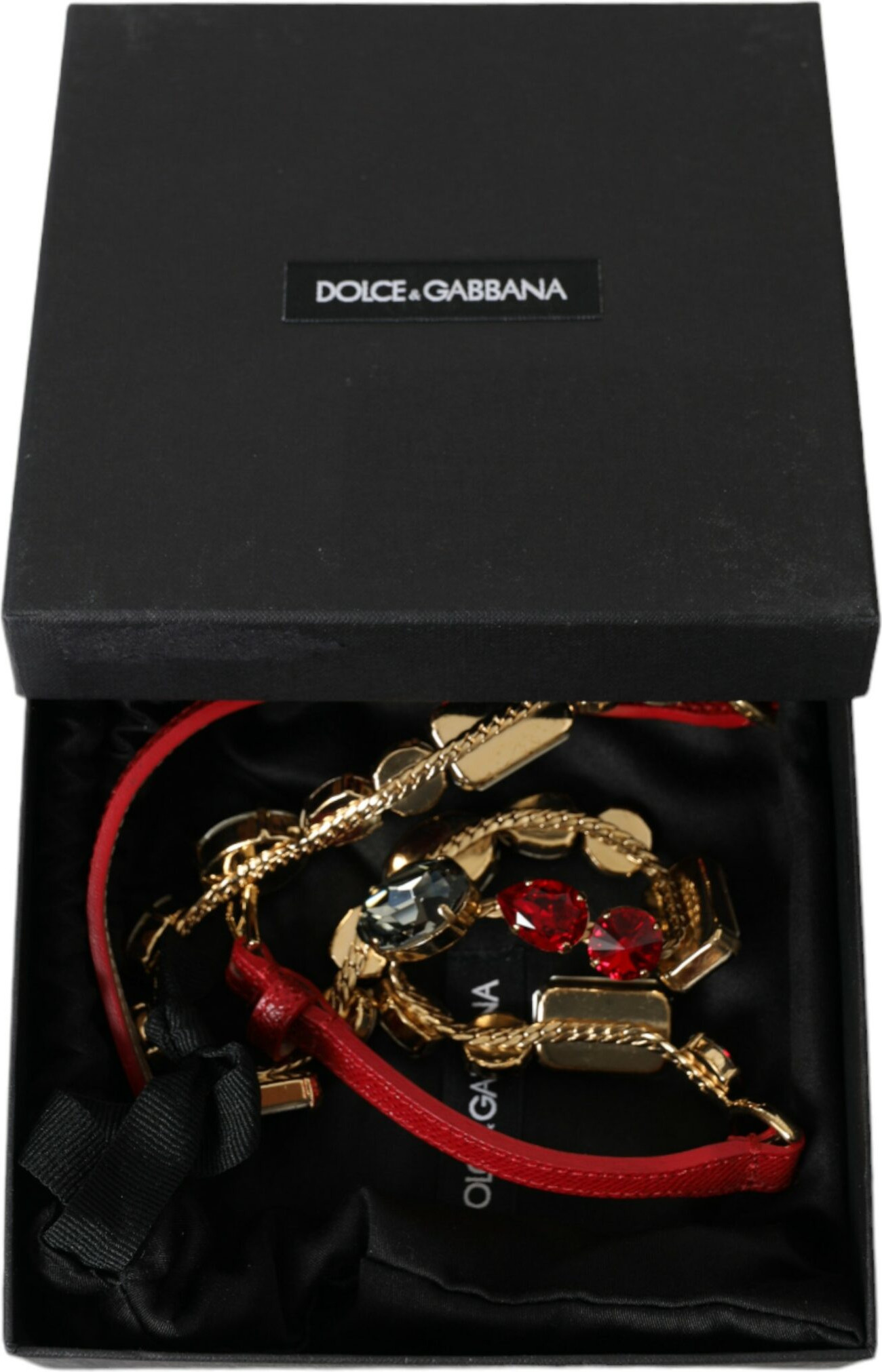 Поясной ремень Dolce & Gabbana Красная кожа Хрустальная цепочка