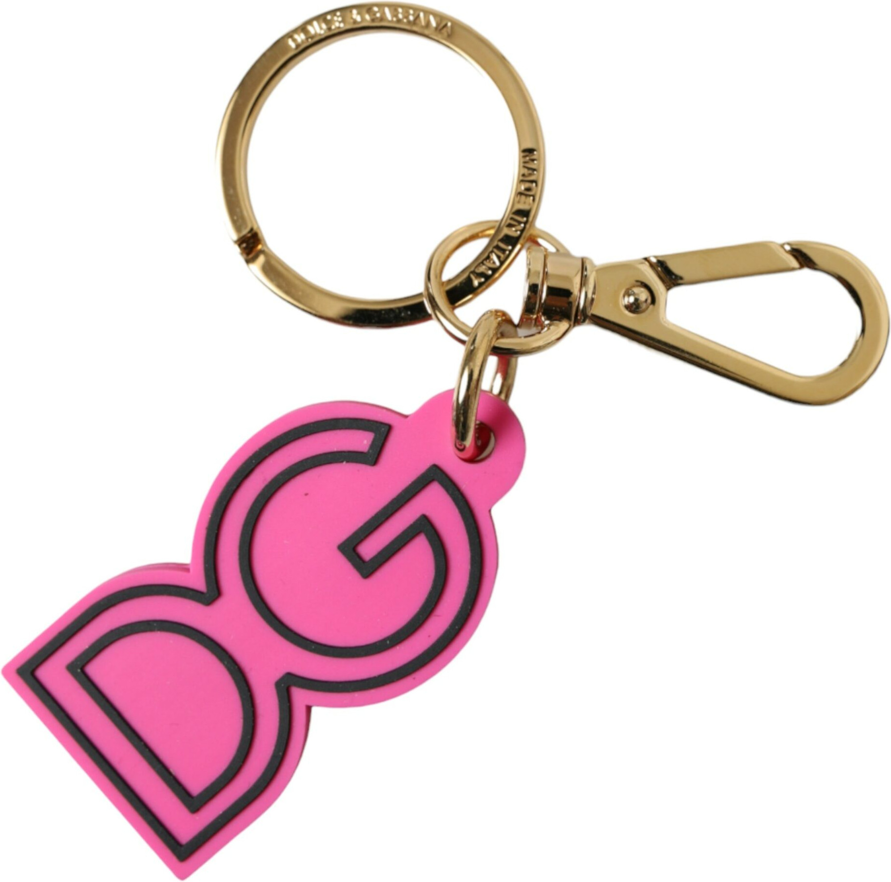 Kalit uzuk Dolce & Gabbana Pink Rubber Gold Tonli Metall DG Logotip