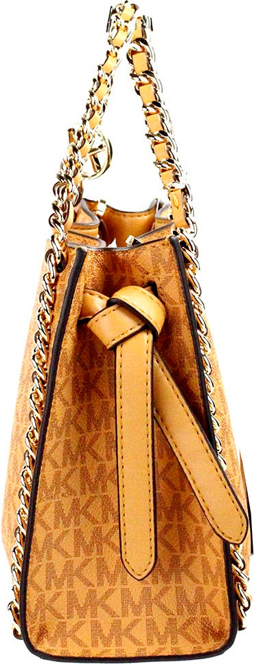 Crossbody Bag Michael Kors Mina Small Belted Cider Signature PVC Chain Inlay