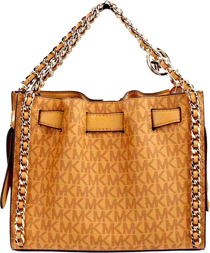 Crossbody Bag Michael Kors Mina Small Belted Cider Signature PVC Chain Inlay