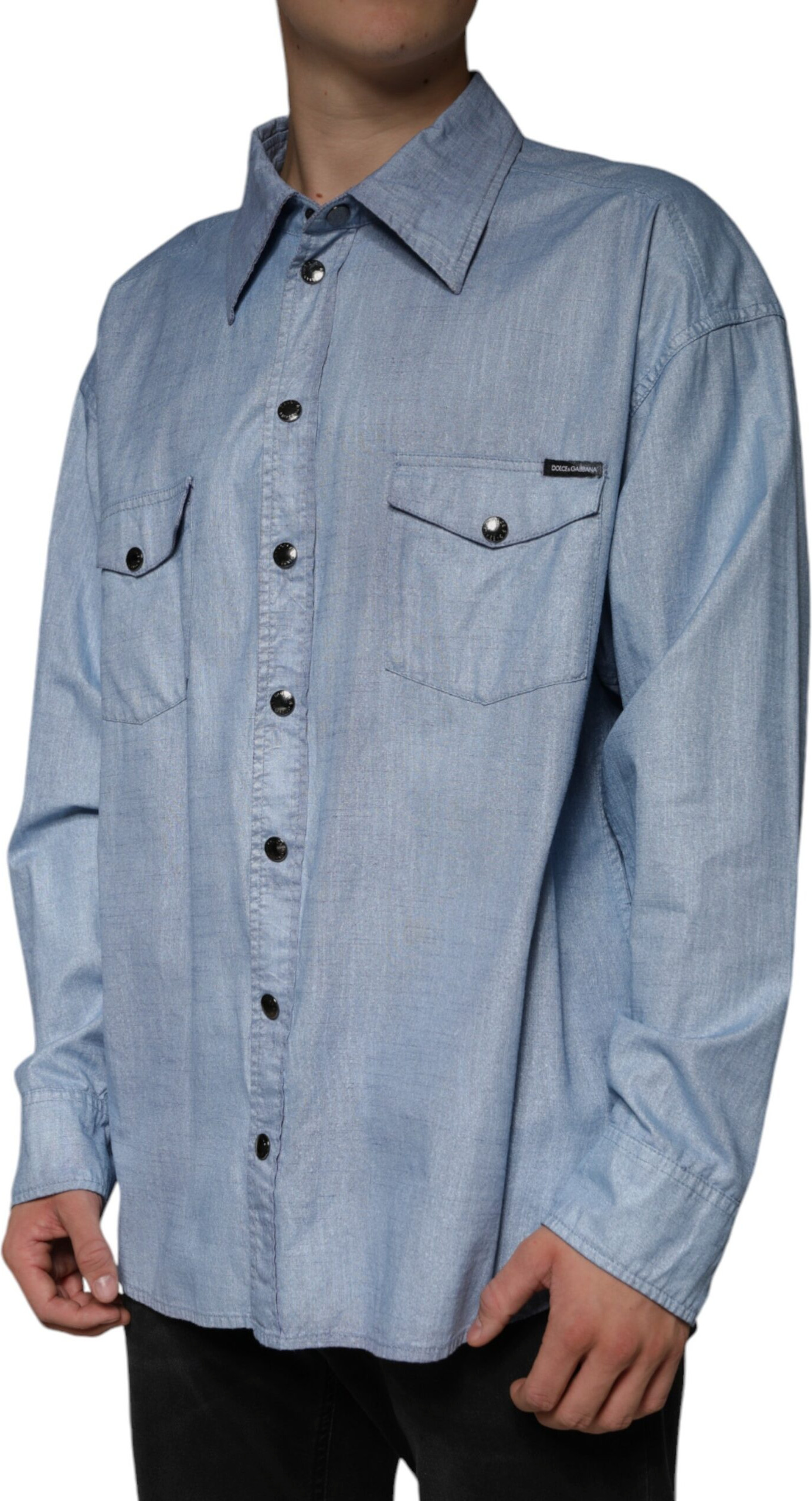 Casual Shirt Dolce & Gabbana Light Blue Cotton Button Down