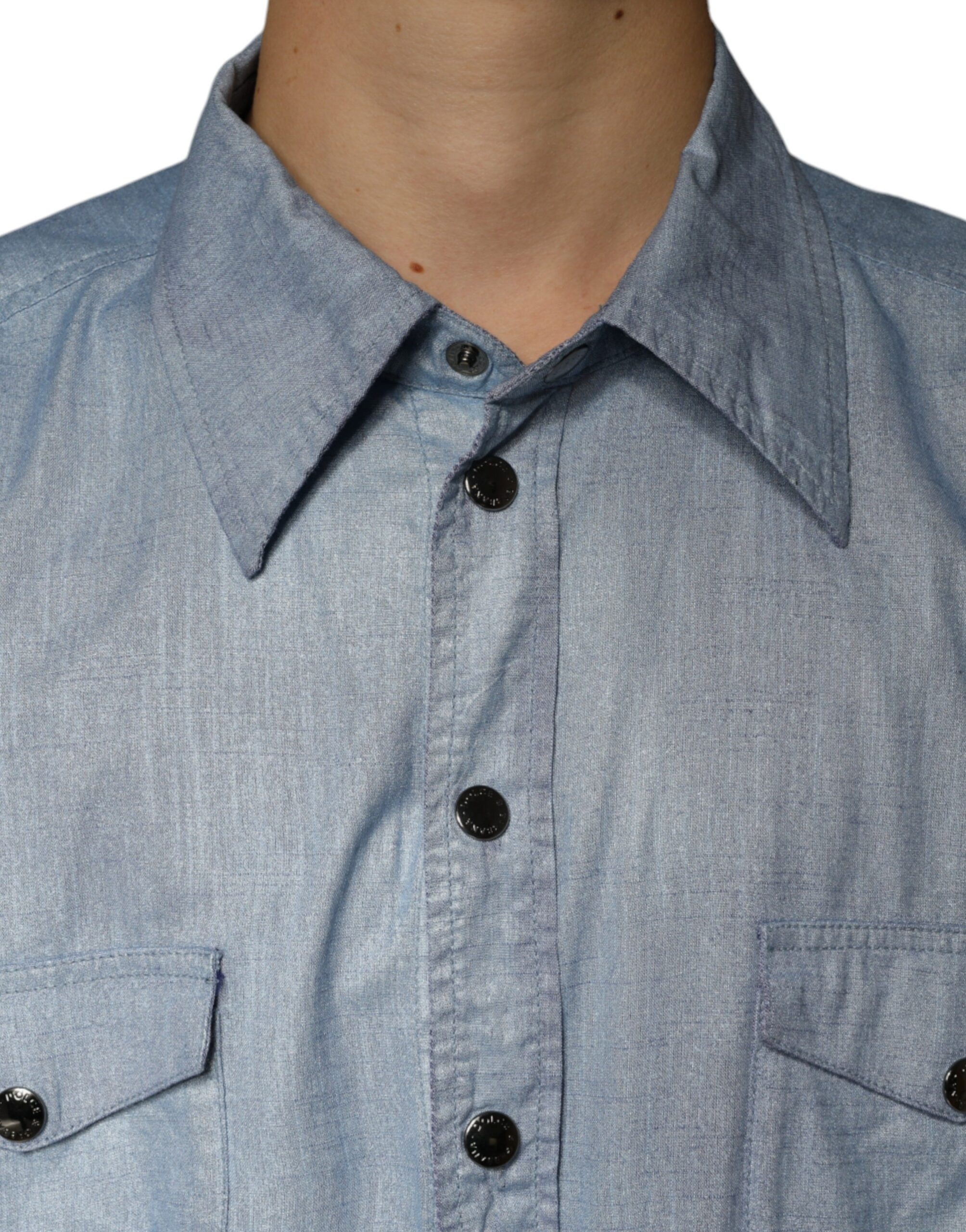 Casual Shirt Dolce & Gabbana Light Blue Cotton Button Down