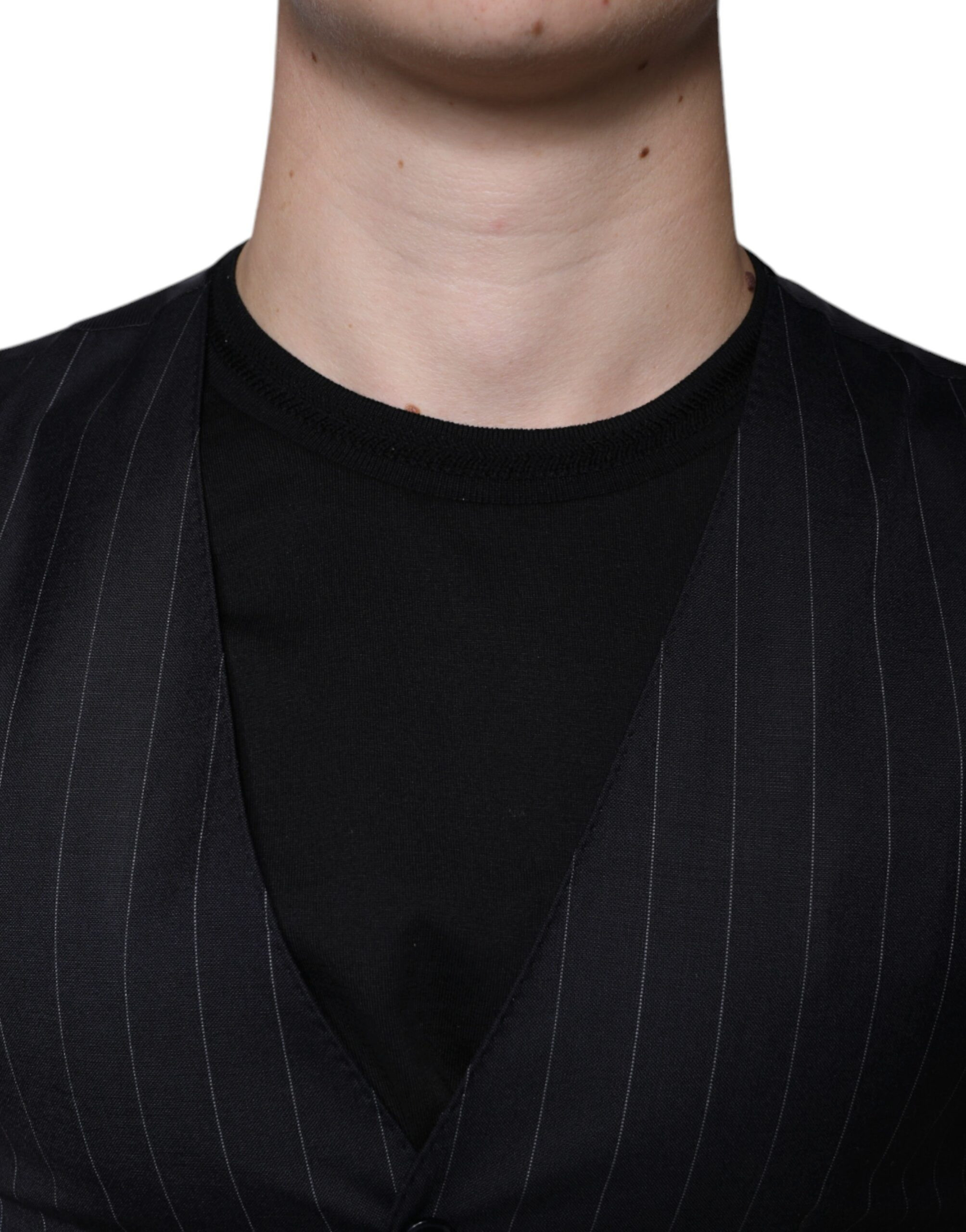 Vest Dolce & Gabbana Black Leather Waistcoat Dress Formal Vest