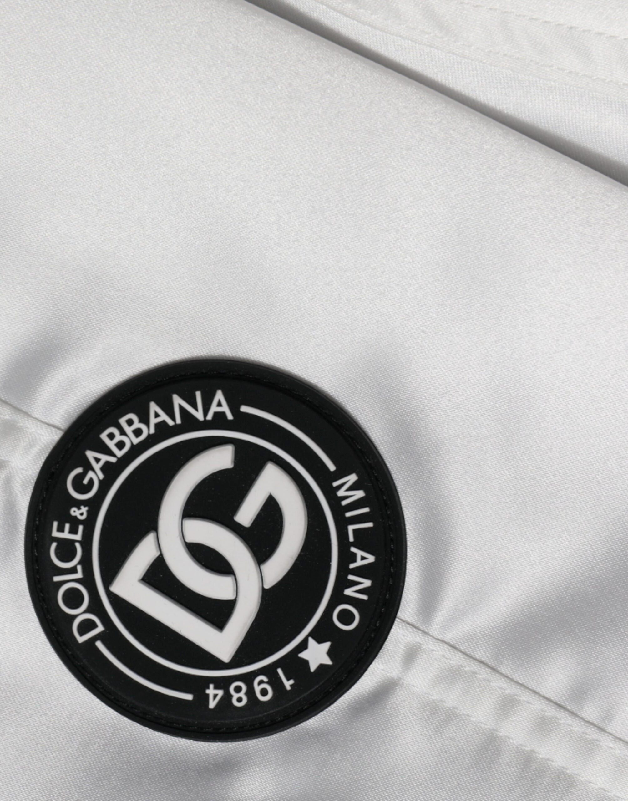 Jacket Dolce & Gabbana White Polyester Logo Full Zip Bomber Jacket