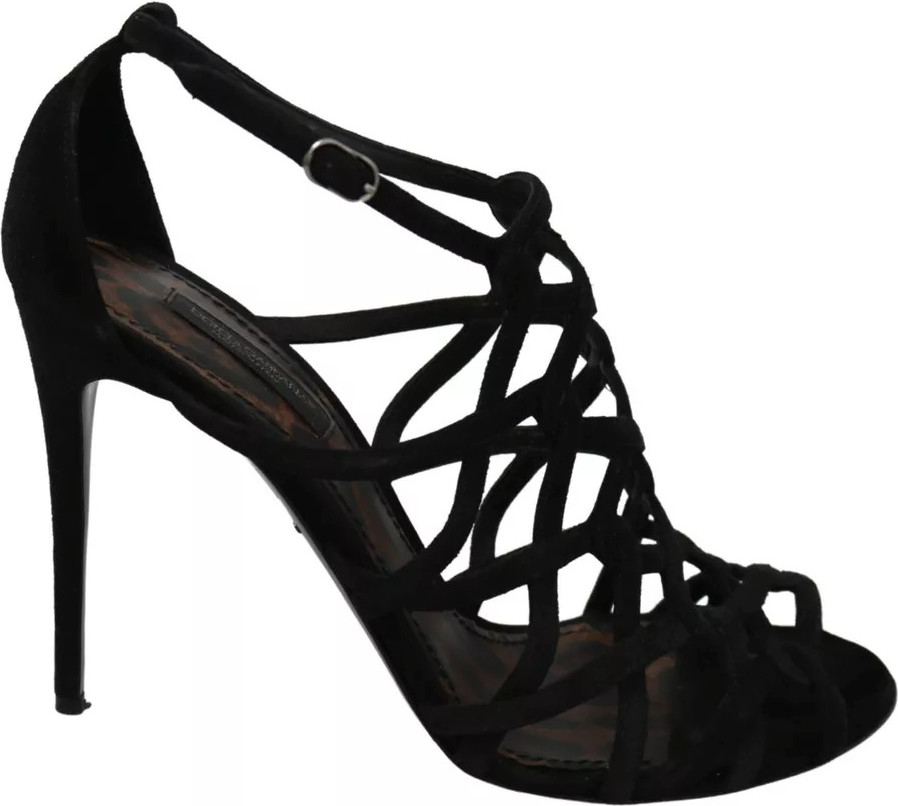 Dolce & Gabbana Sandal Qora Tasmali Stiletto Oyoq Kiyim