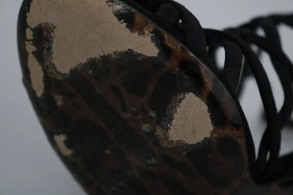 Dolce & Gabbana Sandal Qora Tasmali Stiletto Oyoq Kiyim