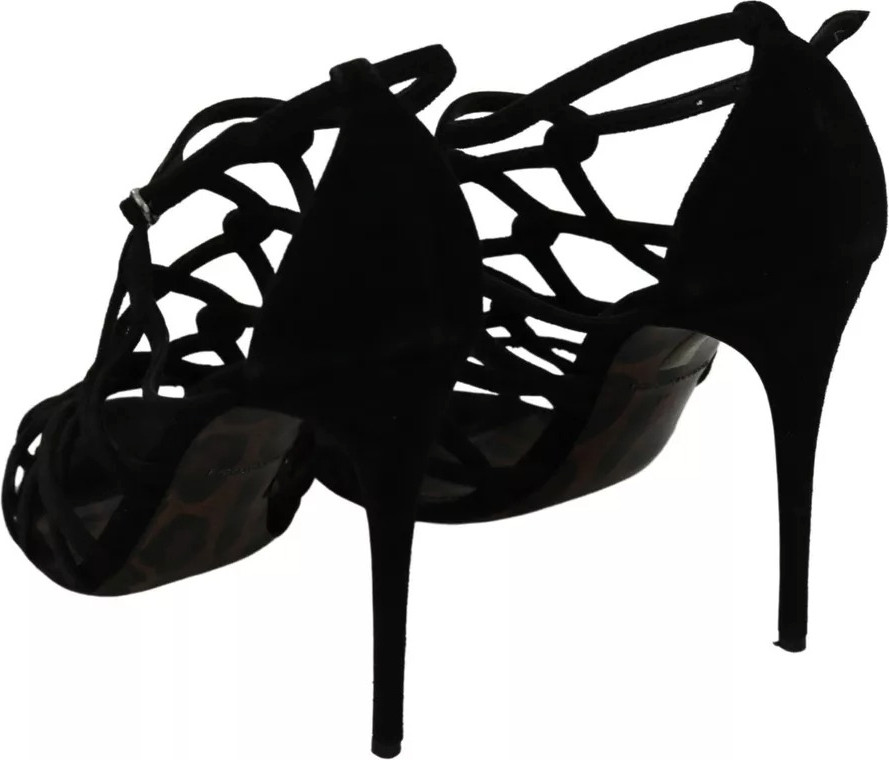 Dolce & Gabbana Sandal Qora Tasmali Stiletto Oyoq Kiyim