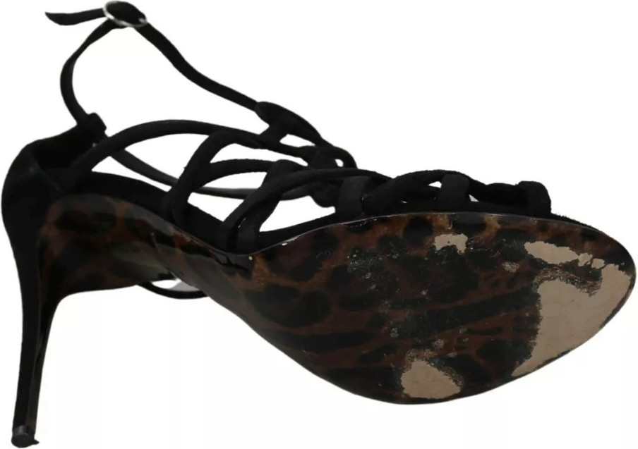 Dolce & Gabbana Sandal Qora Tasmali Stiletto Oyoq Kiyim