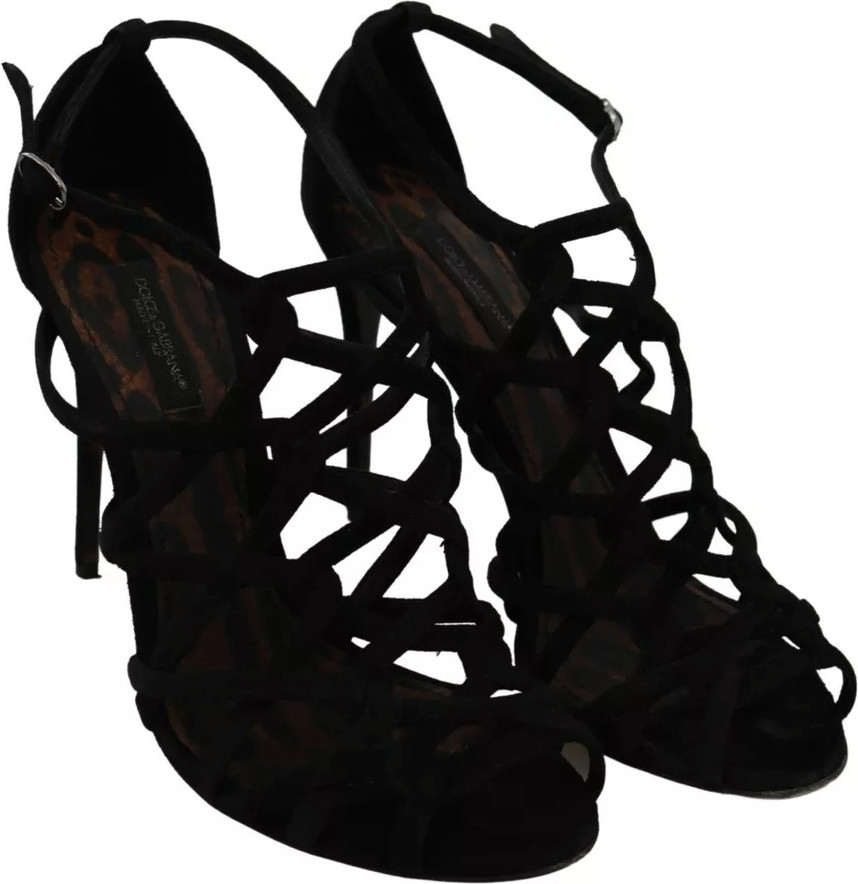 Dolce & Gabbana Sandal Qora Tasmali Stiletto Oyoq Kiyim