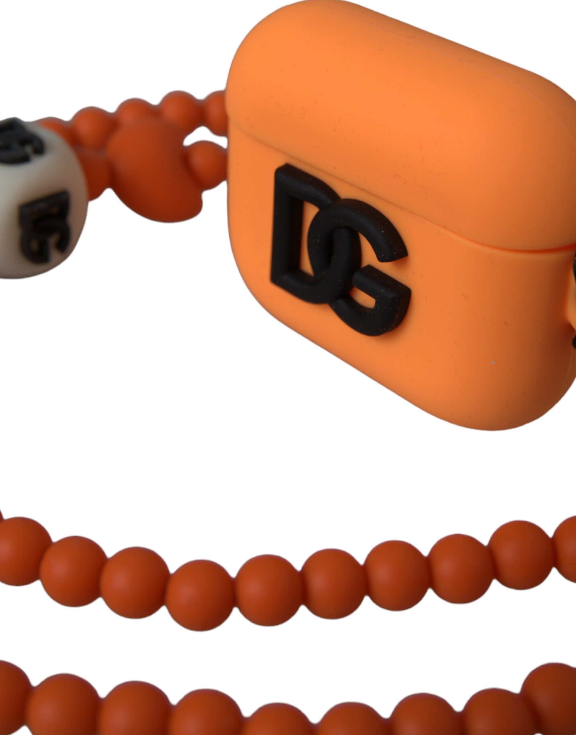 Dolce & Gabbana Oranj Silikon Logotip Detalli Boncukli Tasmalı AirPods Qutisi