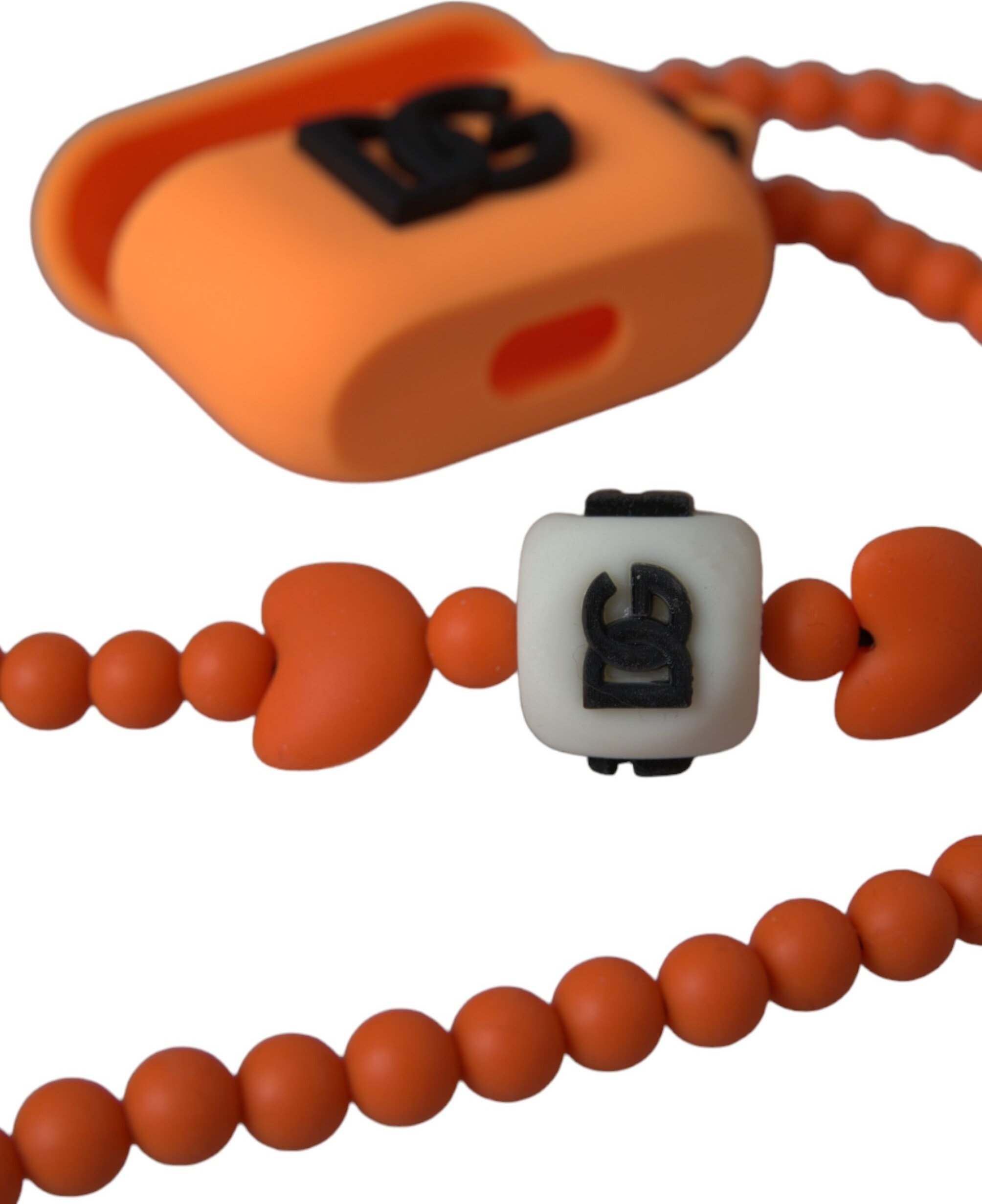 Dolce & Gabbana Oranj Silikon Logotip Detalli Boncukli Tasmalı AirPods Qutisi