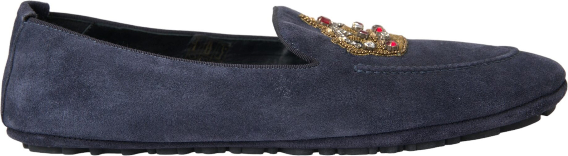 Лоферы Dolce & Gabbana Синяя Кожа Замша Кристаллическая Корона