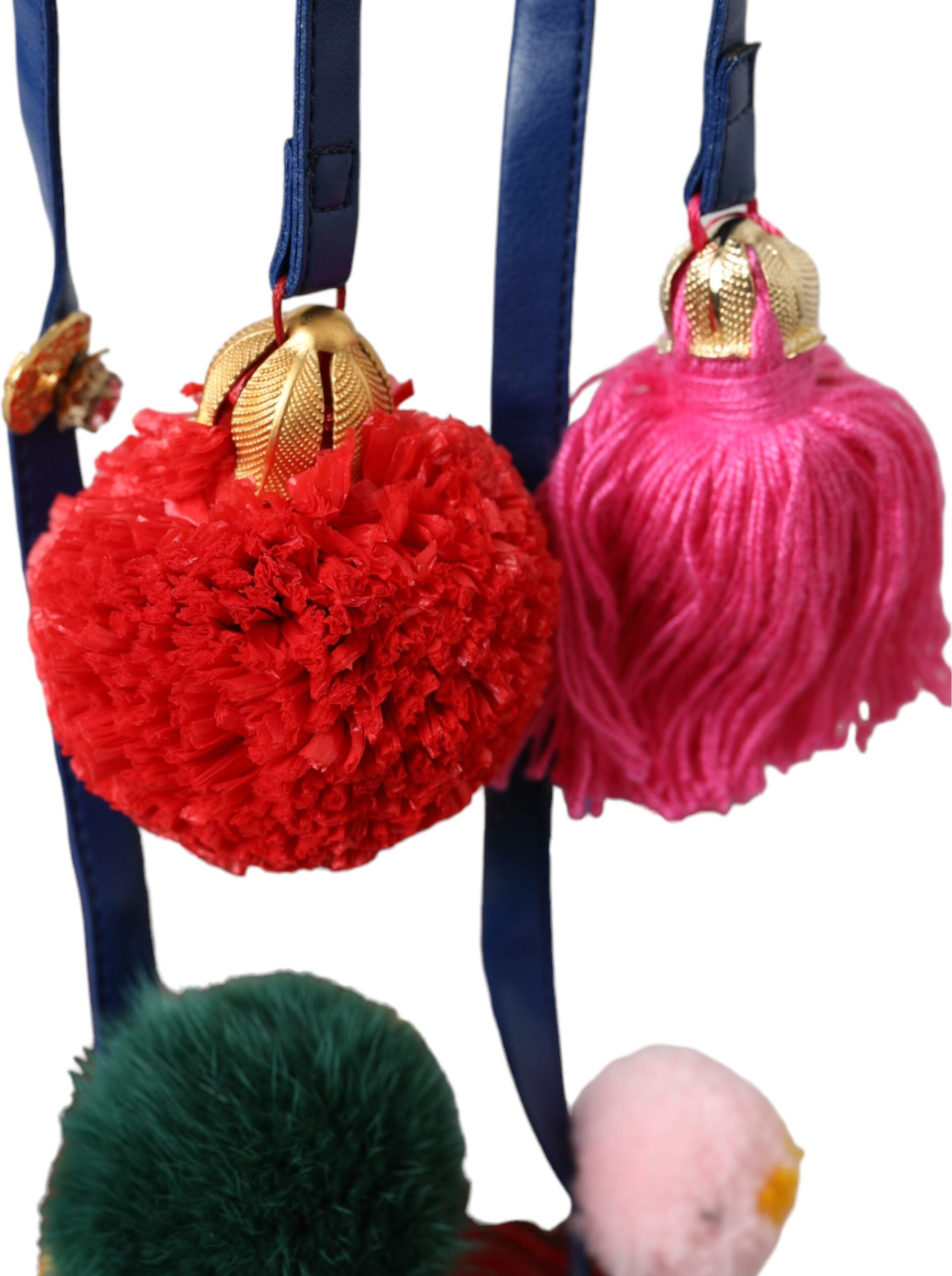Dolce & Gabbana Multicolor Pom Pom Fur Wrap Sandal Eshituvchi