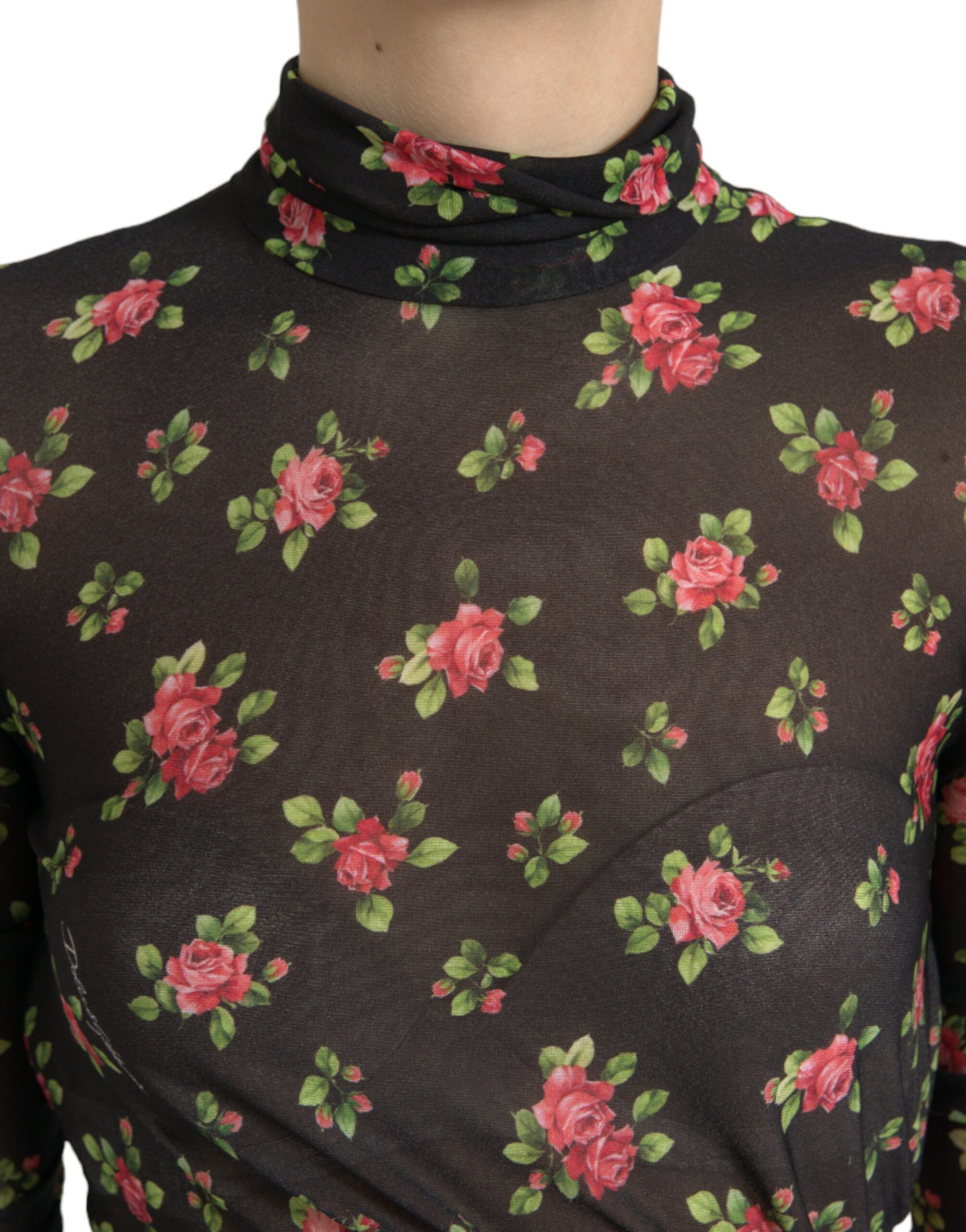 Dolce & Gabbana'dan Qora Gullar Gulchambarli Kesilgan Sheath Maxi Kiyimi