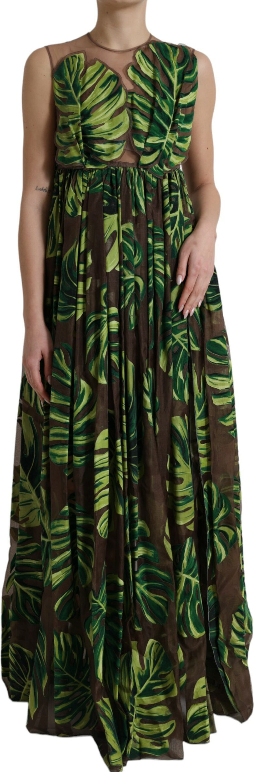 Long Maxi Dress Dolce & Gabbana Green Banana Leaf