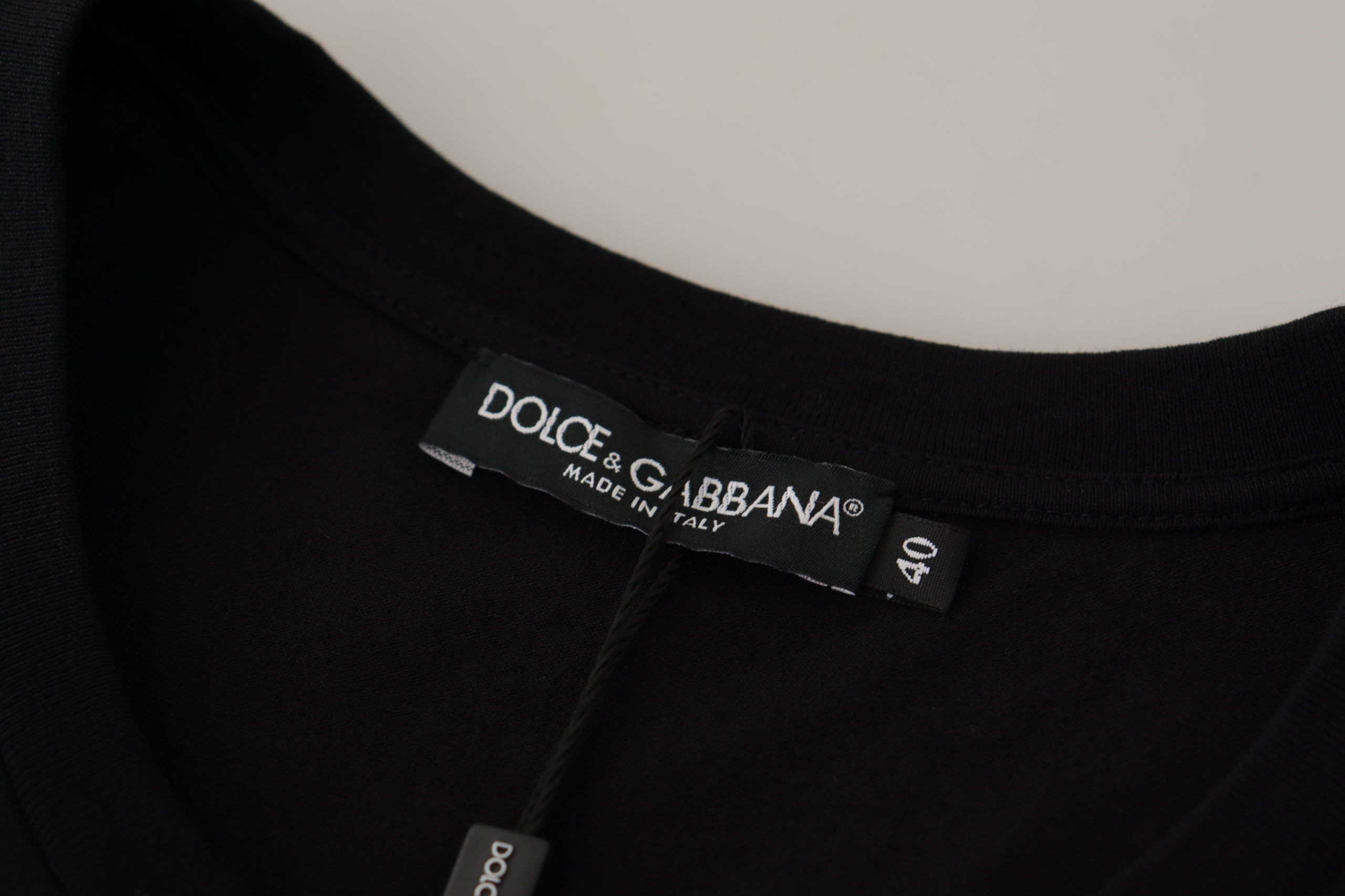 Футболка Dolce & Gabbana Черная с мотивом логотипа, Хлопок, с круглым вырезом