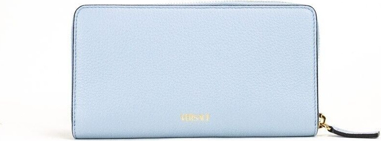 Клатч Versace Большой Цветочный Синий Зернистая Кожа Золотая Монограмма На Молнии По Кругу