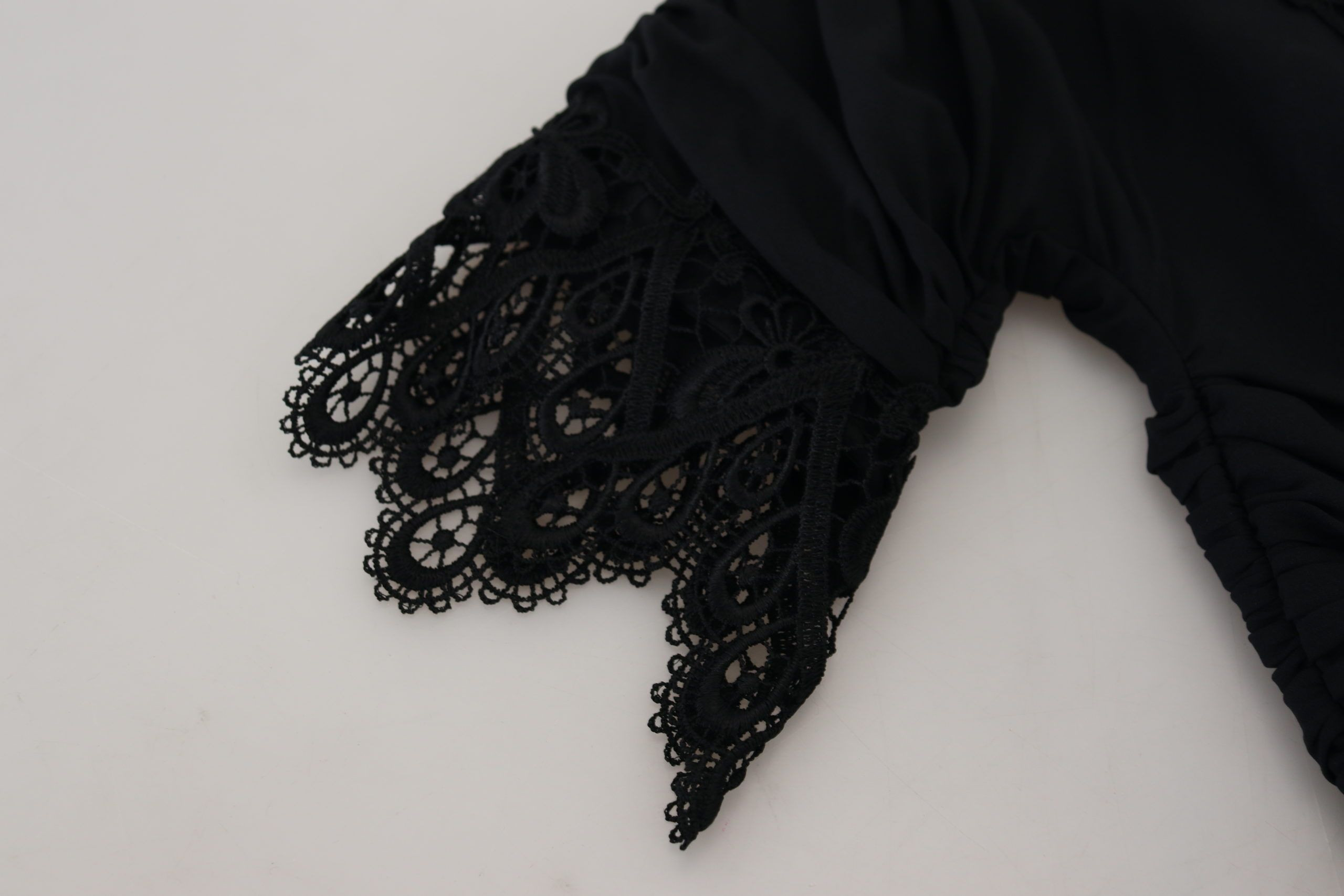 Dress Dolce & Gabbana Black Sheath Midi Bodycon Lace Silk