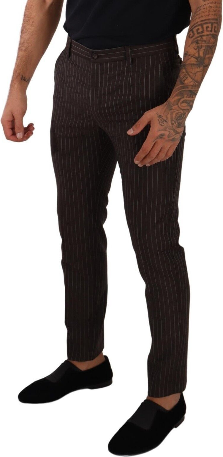 Formal Trousers Dolce & Gabbana Brown Striped