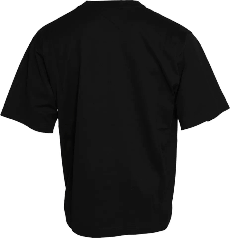 T-shirt Dolce & Gabbana Qora Logotipli Paxta Krujkali Futbolka