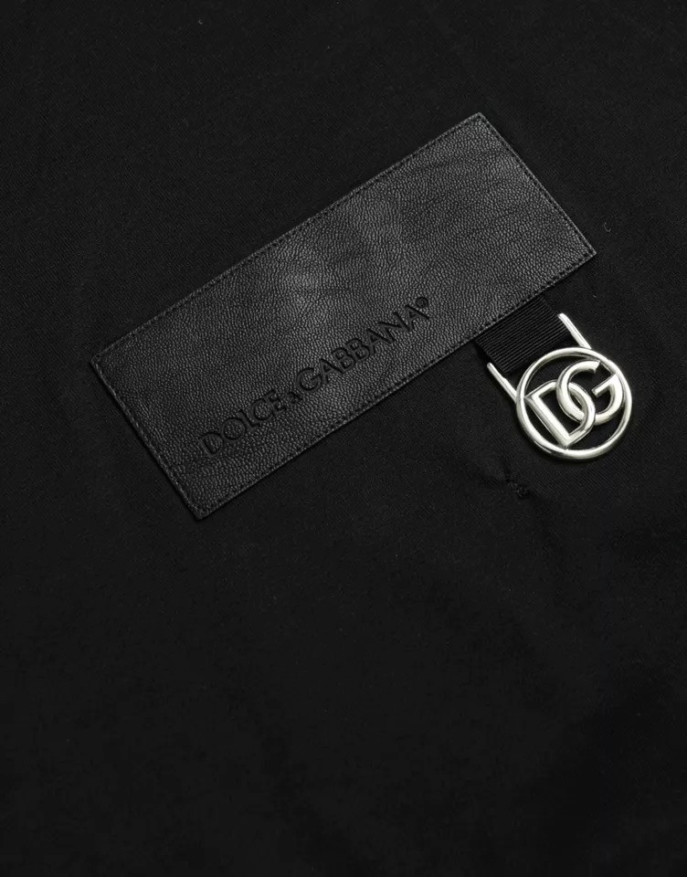 T-shirt Dolce & Gabbana Qora Logotipli Paxta Krujkali Futbolka