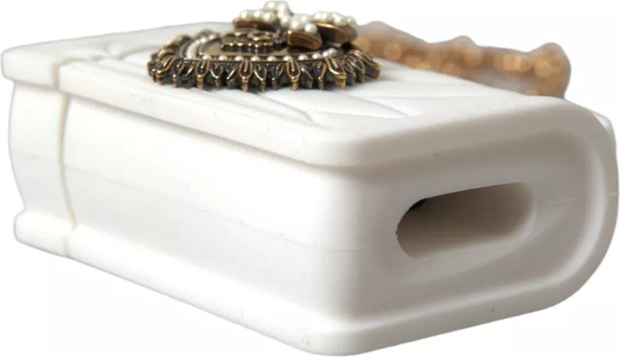 Чехол для Airpods Dolce & Gabbana Белый Силиконовый Devotion Сумка с золотой цепочкой на ручке