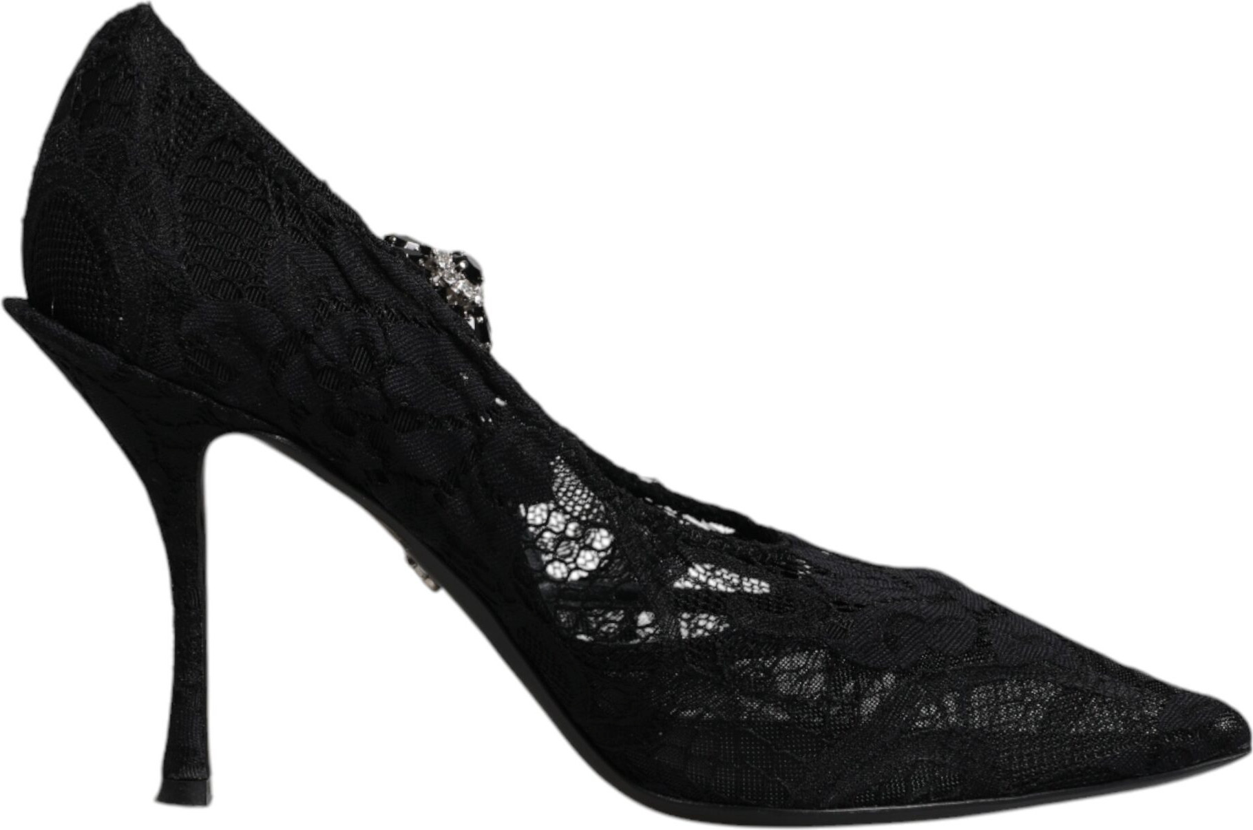 Dolce & Gabbana Black Lace Crystals Mary Jane tuflari