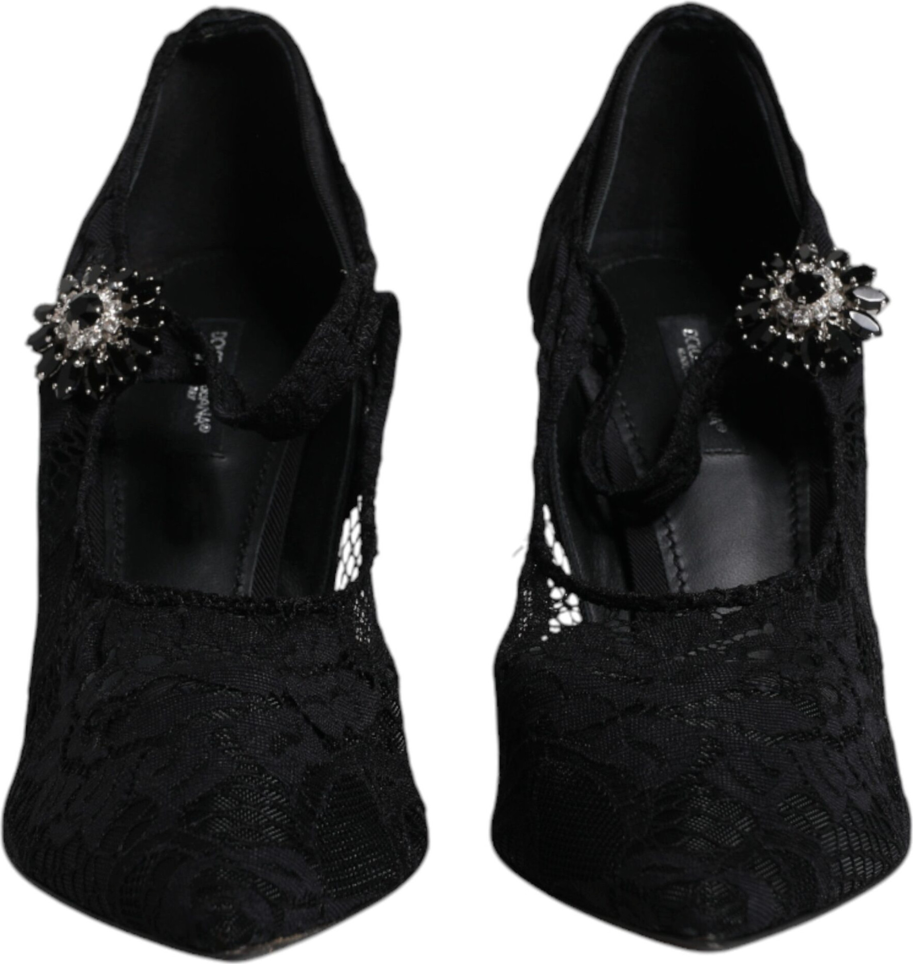 Туфли Dolce & Gabbana Черное кружево Кристаллы Мэри Джейн