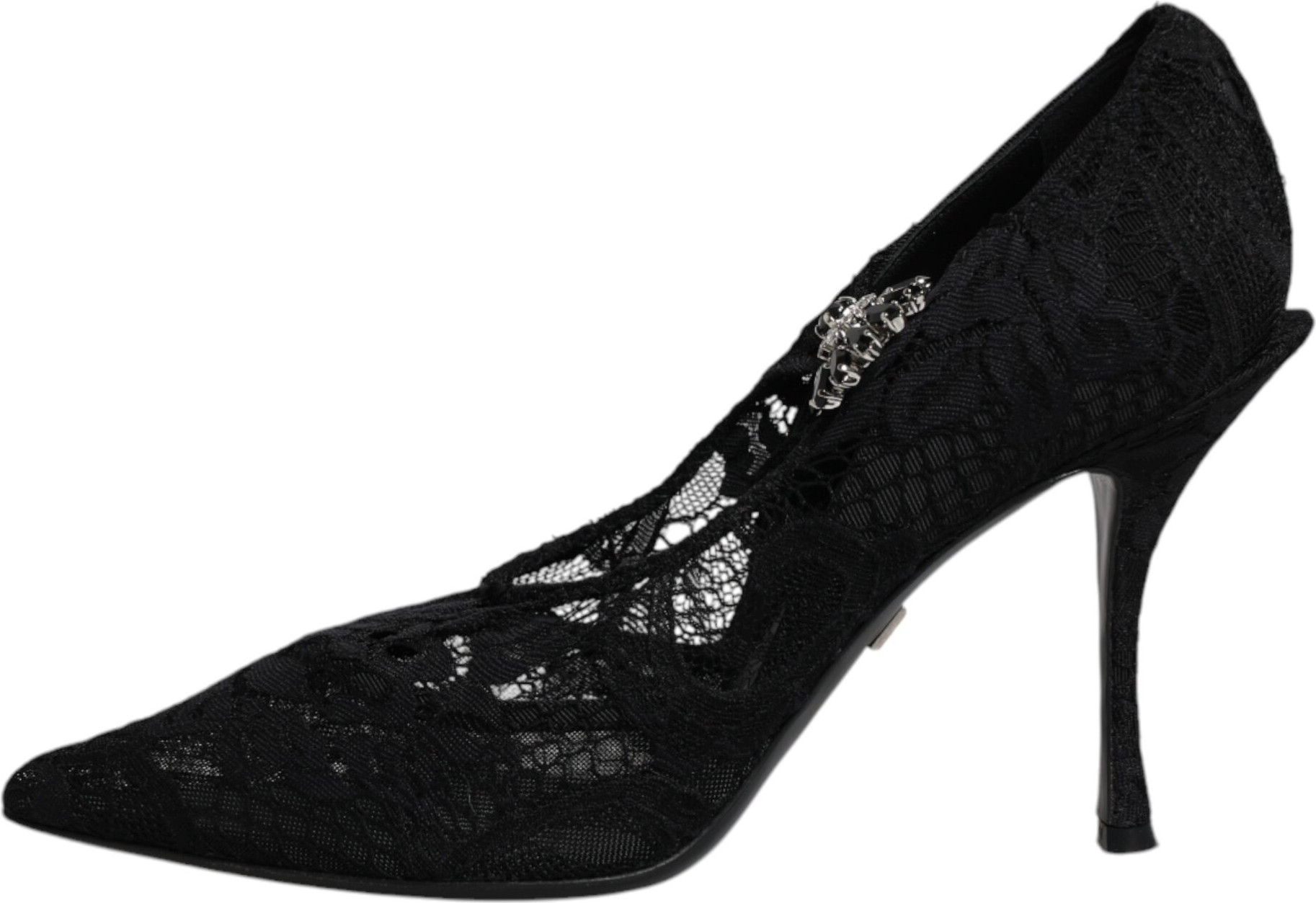 Туфли Dolce & Gabbana Черное кружево Кристаллы Мэри Джейн