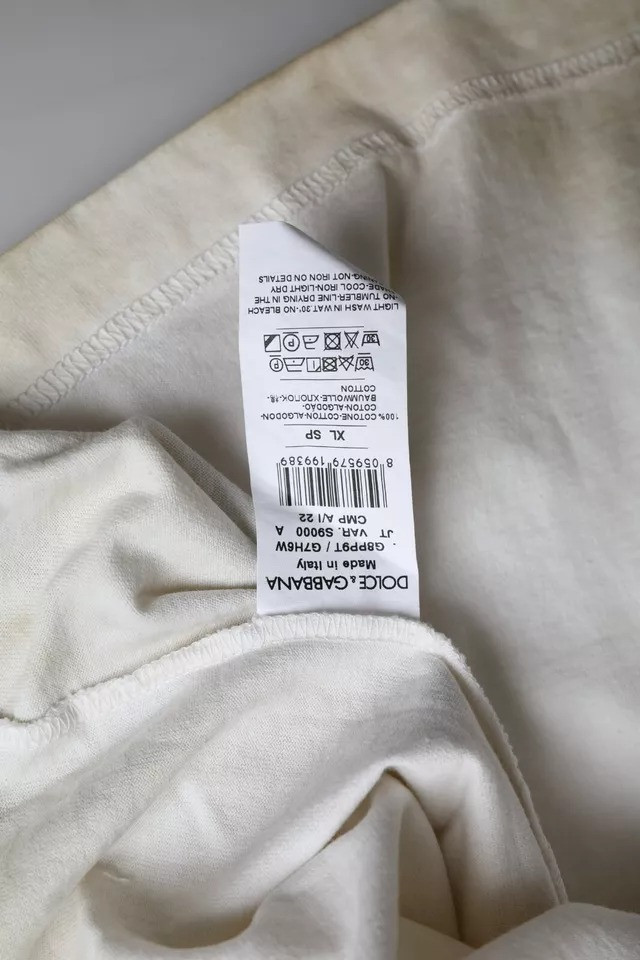 Футболка Dolce & Gabbana Off White с логотипом, хлопковая, с круглым вырезом