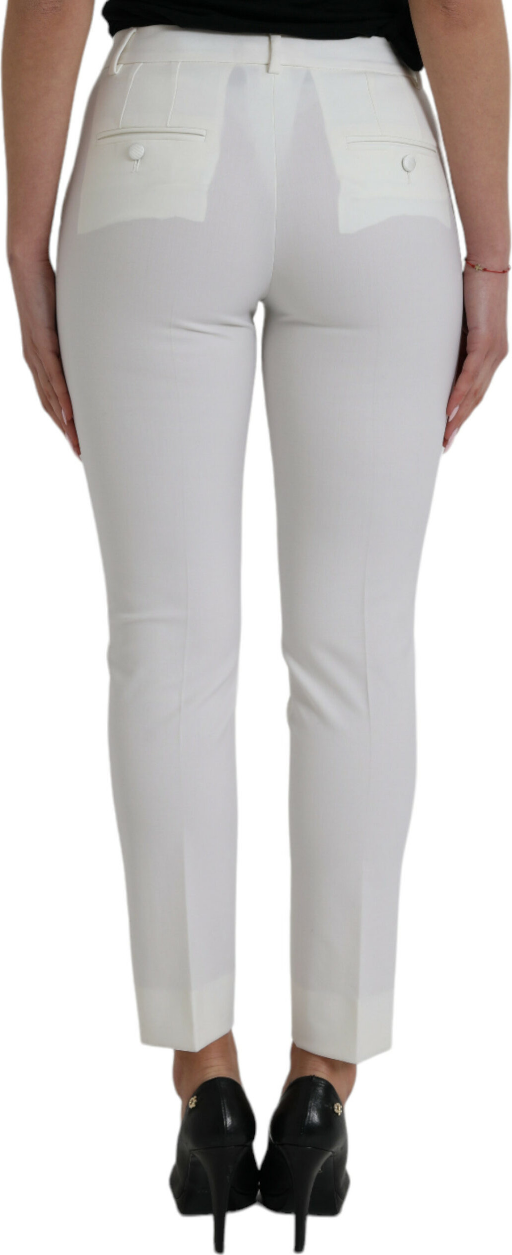 Pants Dolce & Gabbana White Wool Mid Waist Tapered