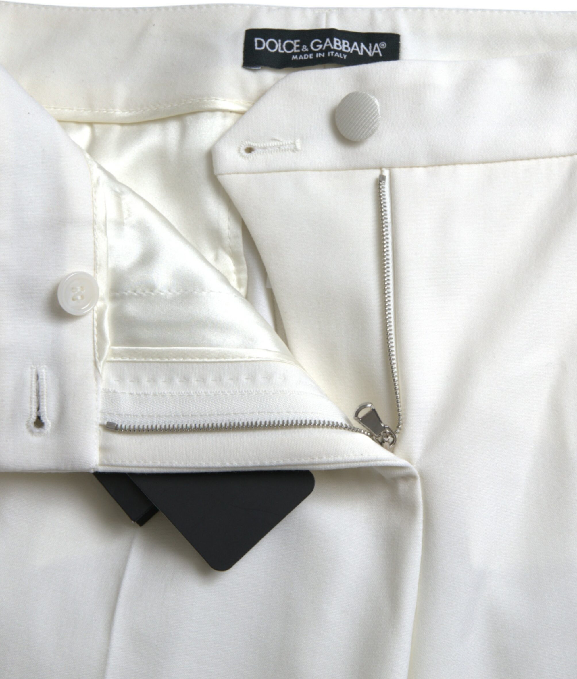 Pants Dolce & Gabbana White Wool Mid Waist Tapered