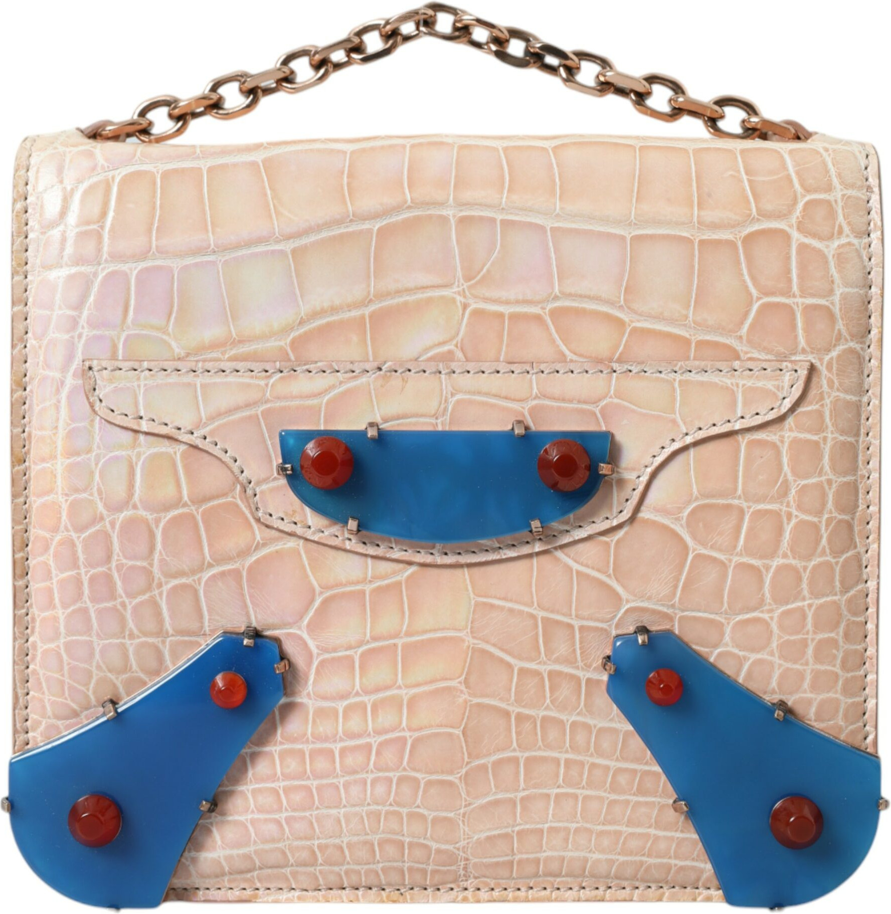 Sumka sumka Balenciaga xantir rangli Moviy Agate Egzotik teri Oltin zanjir