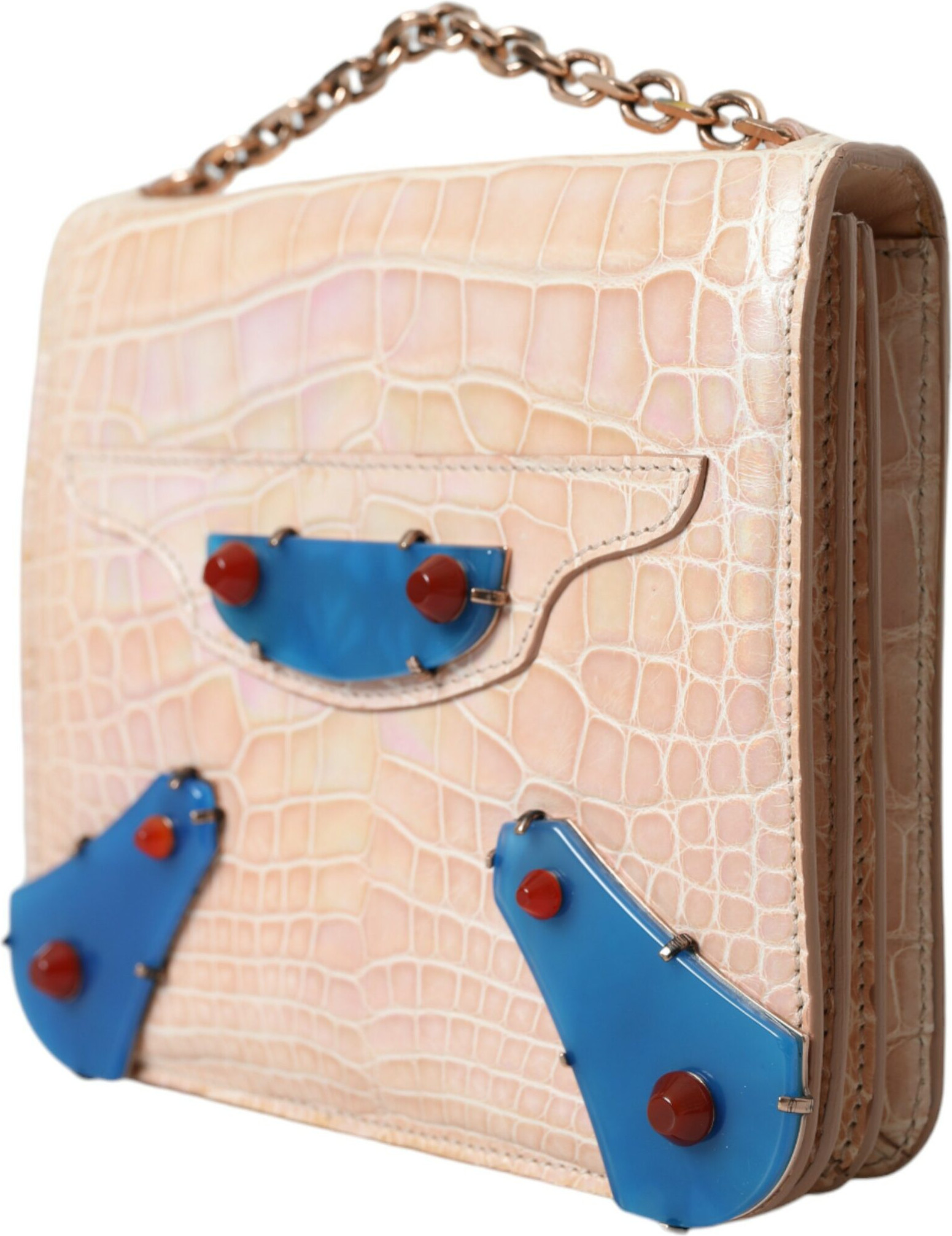 Sumka sumka Balenciaga xantir rangli Moviy Agate Egzotik teri Oltin zanjir
