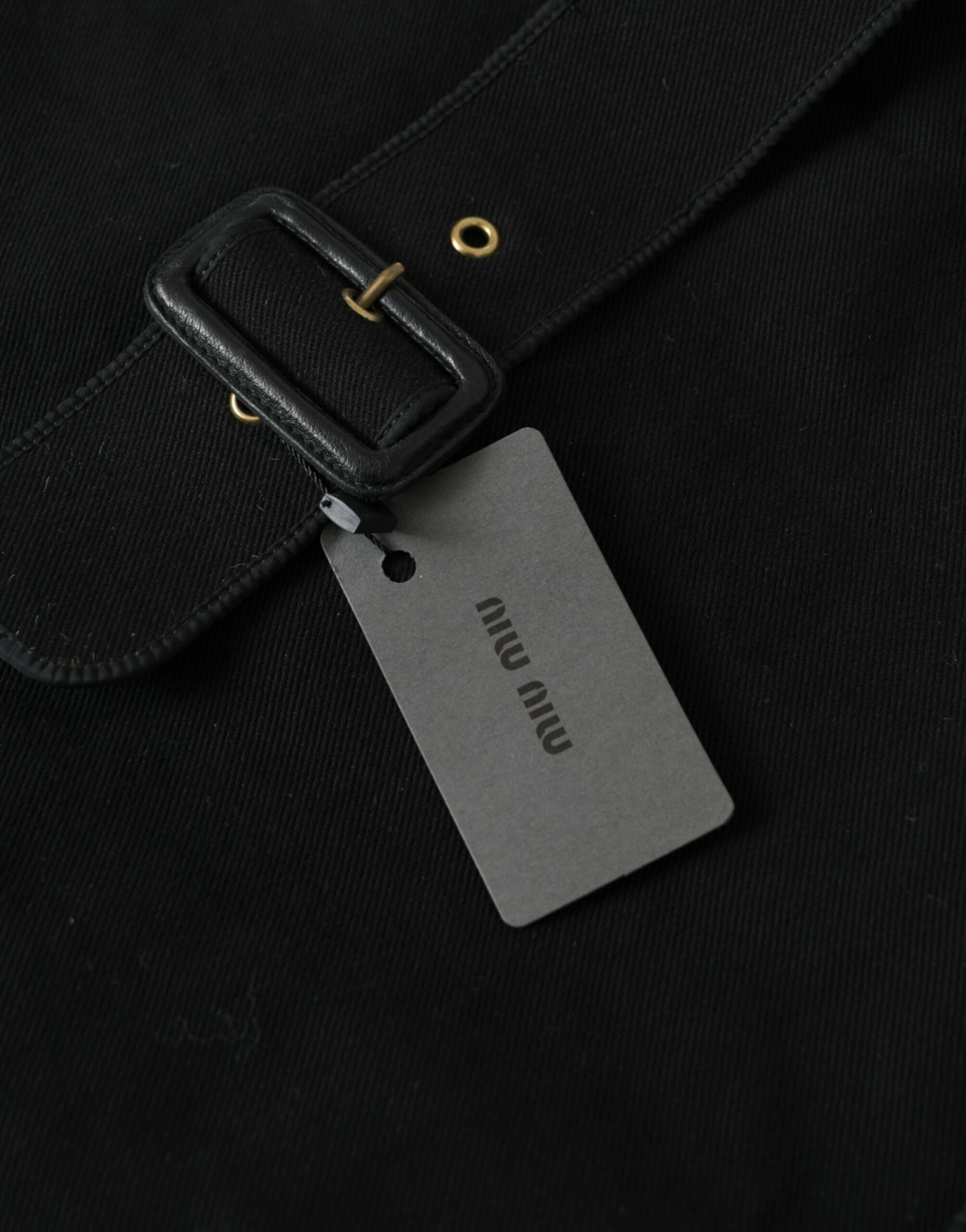 Tote Bag Miu Miu Black Canvas Denim Logo Shoulder Shopping Bag
