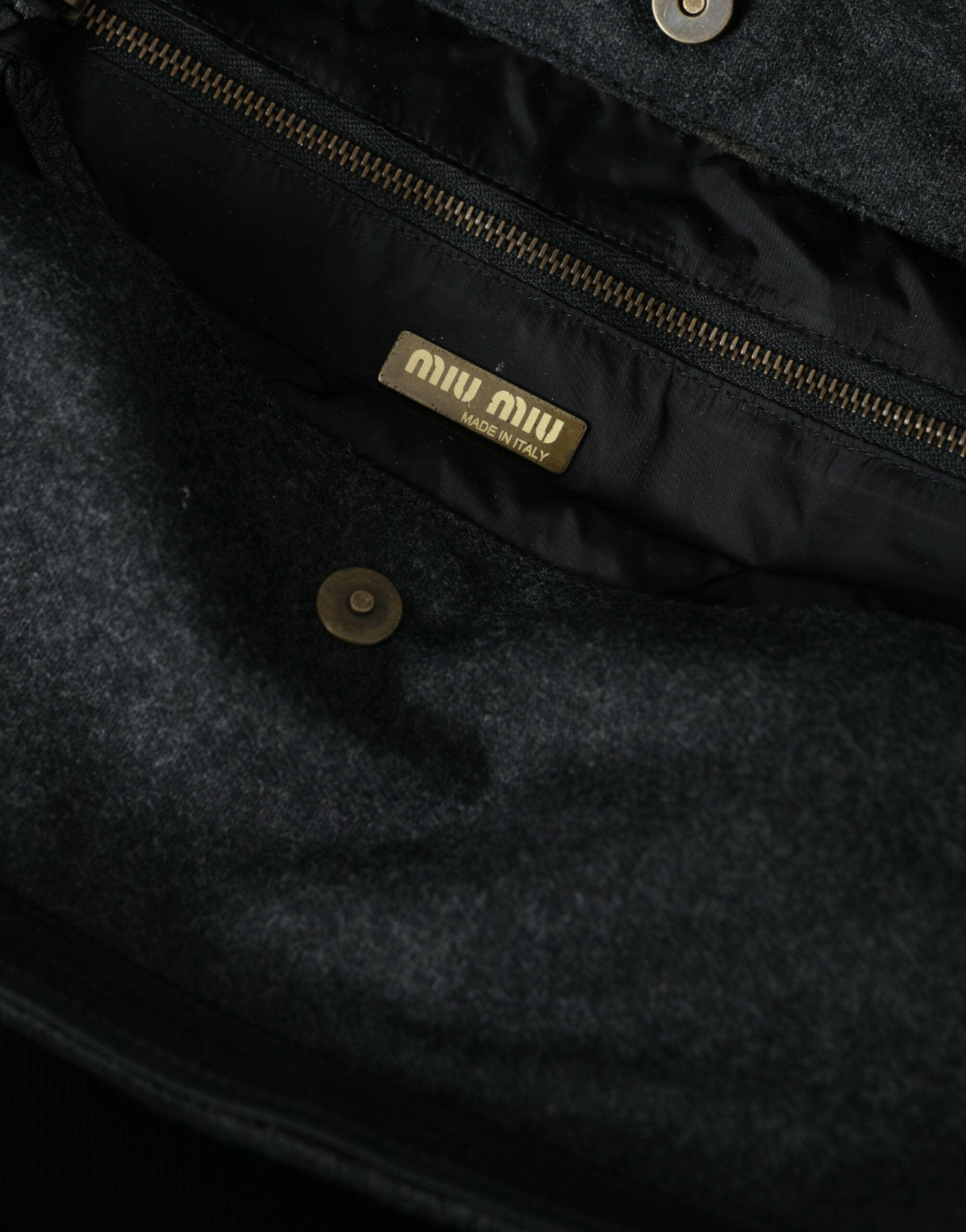 Tote Bag Miu Miu Black Canvas Denim Logo Shoulder Shopping Bag