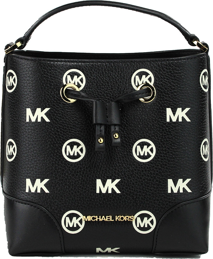 Сумка-мессенджер Michael Kors Mercer Small черная с тиснением и завязками