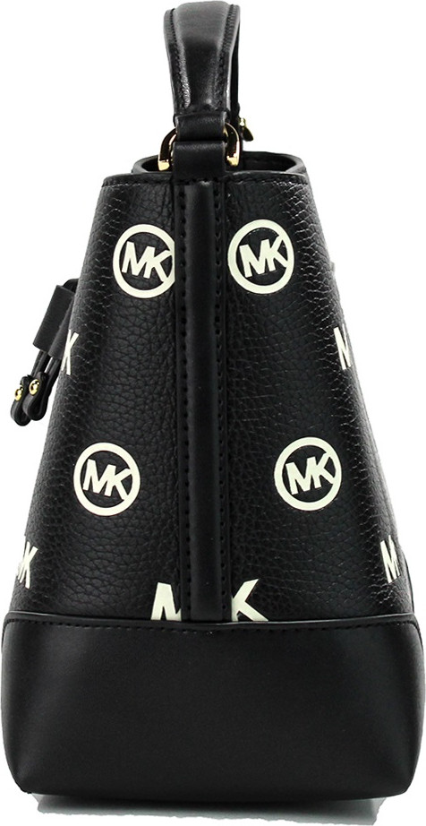 Сумка-мессенджер Michael Kors Mercer Small черная с тиснением и завязками