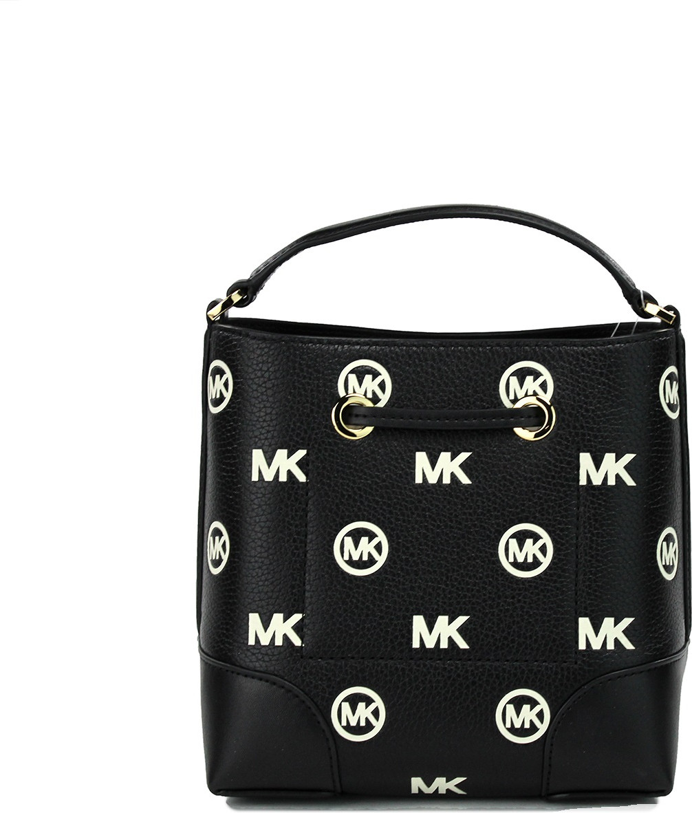Сумка-мессенджер Michael Kors Mercer Small черная с тиснением и завязками