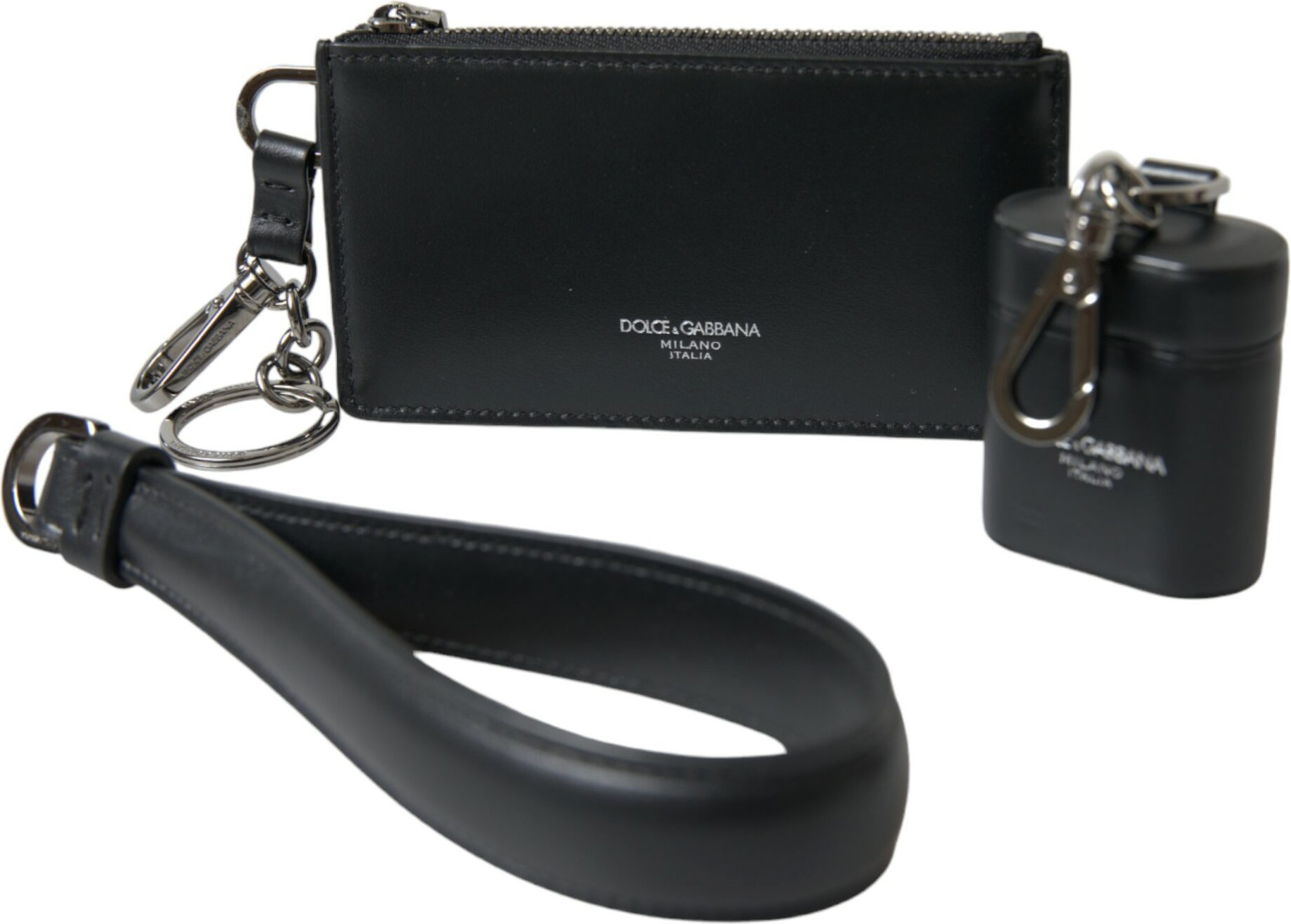 Case Dolce & Gabbana Black Leather Zip Logo Strap Multi Kit