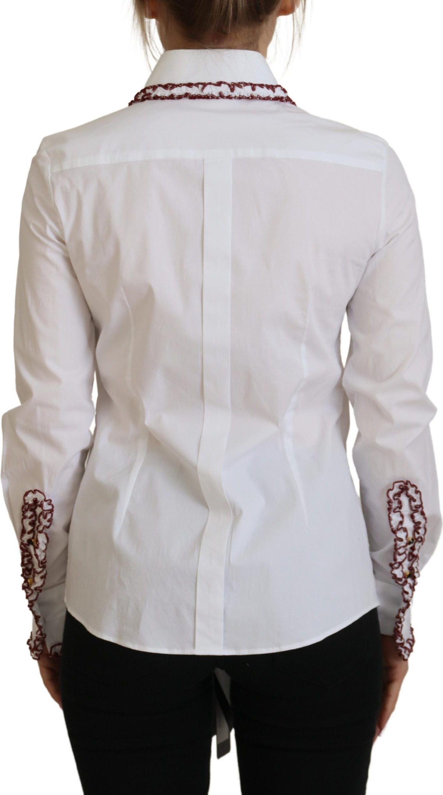 Dolce & Gabbana Polosimon Oq Dantel Uzoq Yengli Volanli Yoqali Ustki Kiyim