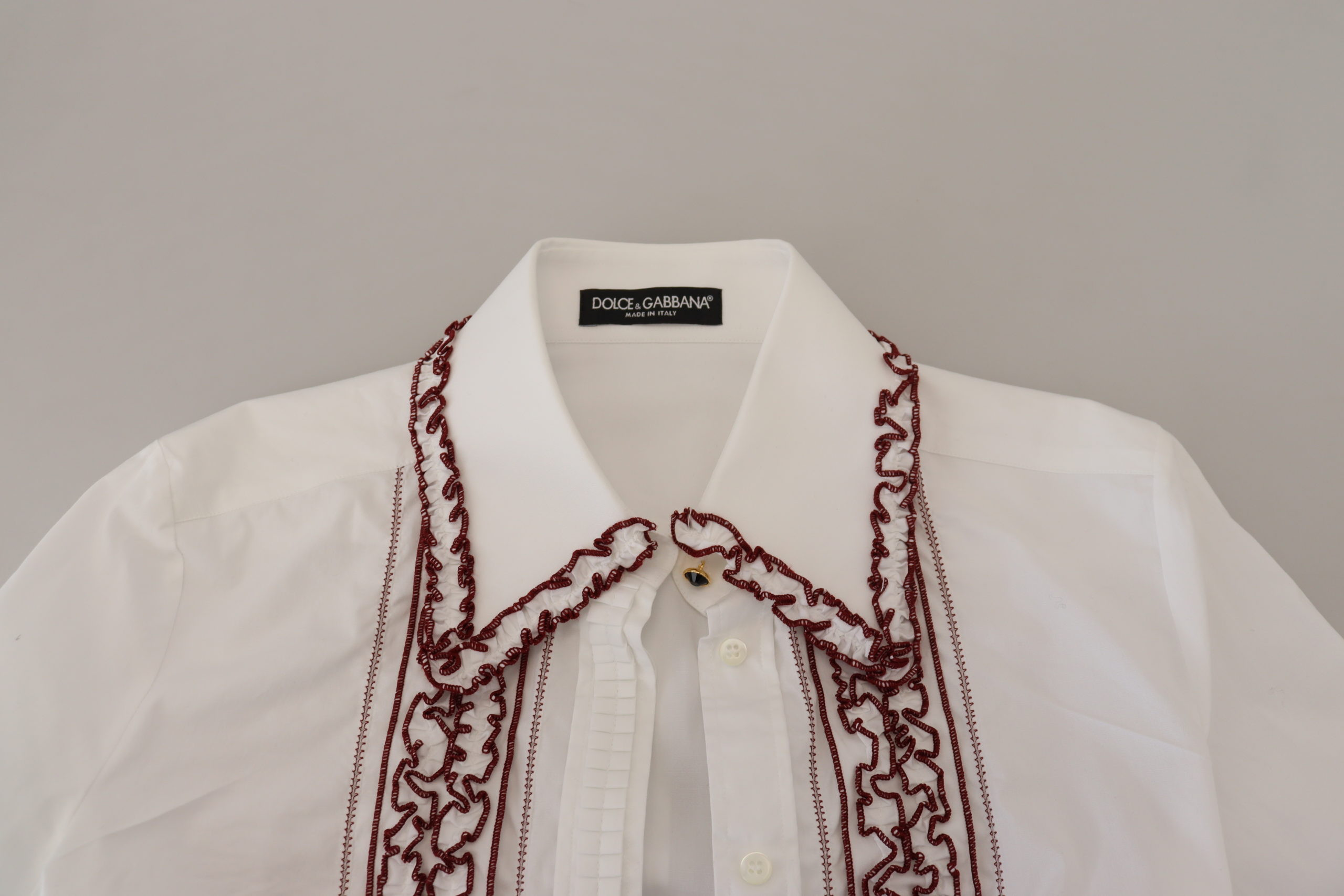 Dolce & Gabbana Polosimon Oq Dantel Uzoq Yengli Volanli Yoqali Ustki Kiyim