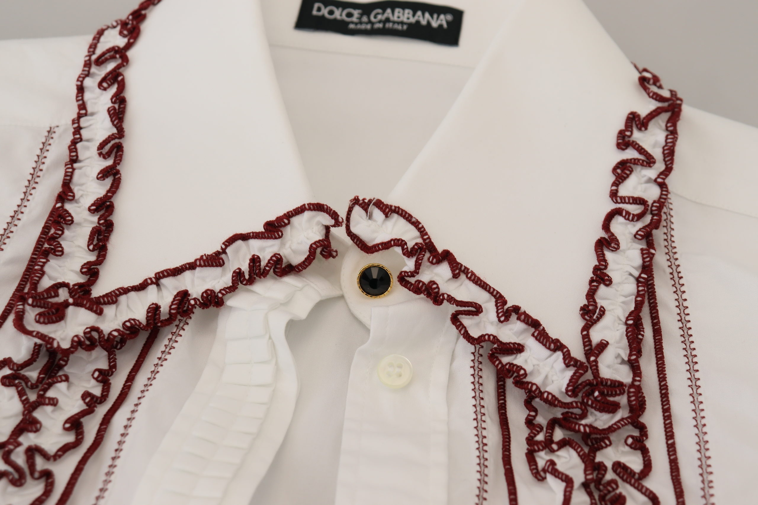 Dolce & Gabbana Polosimon Oq Dantel Uzoq Yengli Volanli Yoqali Ustki Kiyim
