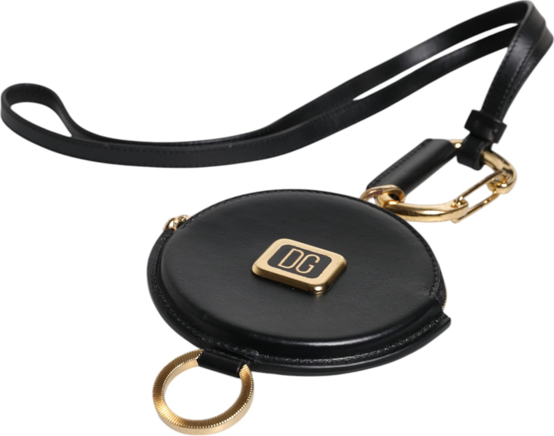 Sumka Dolce & Gabbana Qora Yumaloq Charmon DG Logotipli Hamyon Zanjirli Hamyon