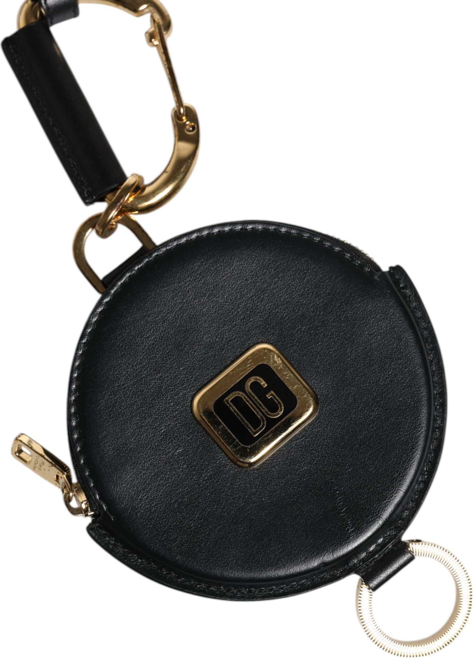 Sumka Dolce & Gabbana Qora Yumaloq Charmon DG Logotipli Hamyon Zanjirli Hamyon