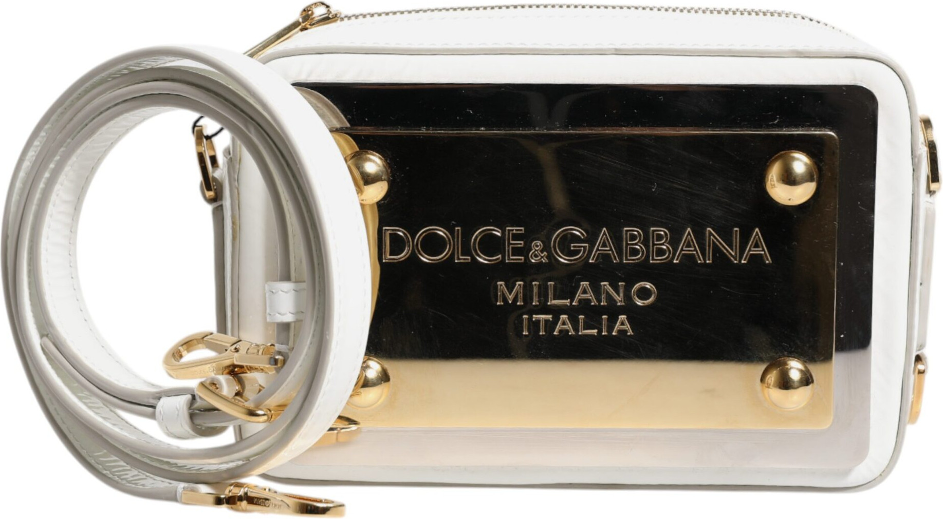 Dolce & Gabbana logotipli, charmli, oq charmli crossbody sumka