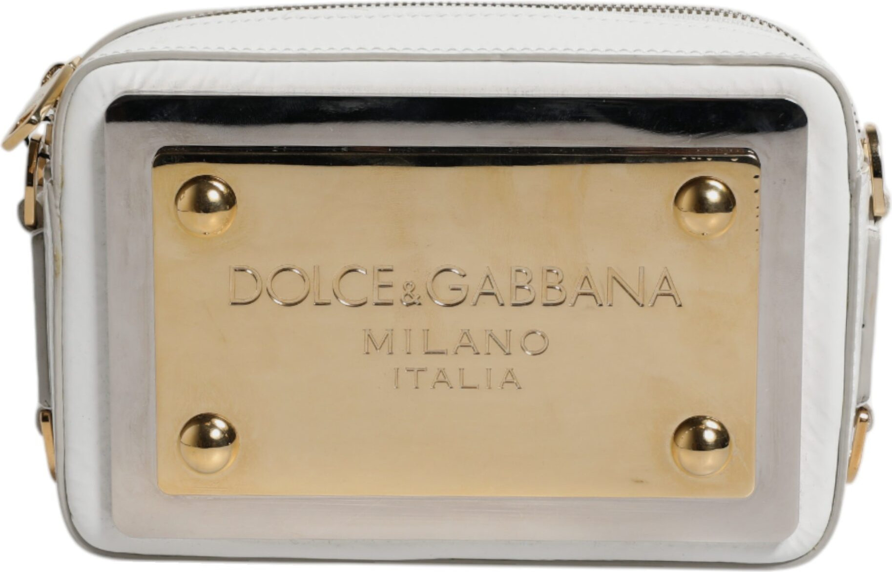 Dolce & Gabbana logotipli, charmli, oq charmli crossbody sumka
