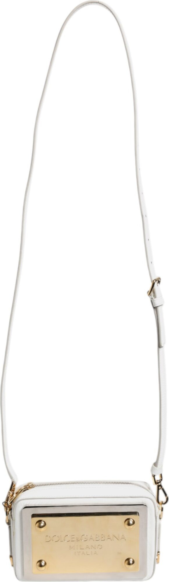 Dolce & Gabbana logotipli, charmli, oq charmli crossbody sumka