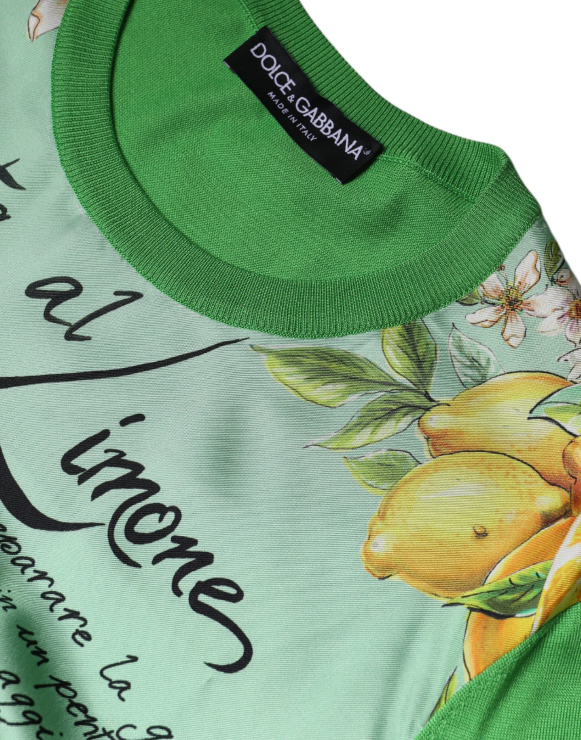 Dolce & Gabbana Yashil ipakdan tikilgan sviter Granita Al Limone