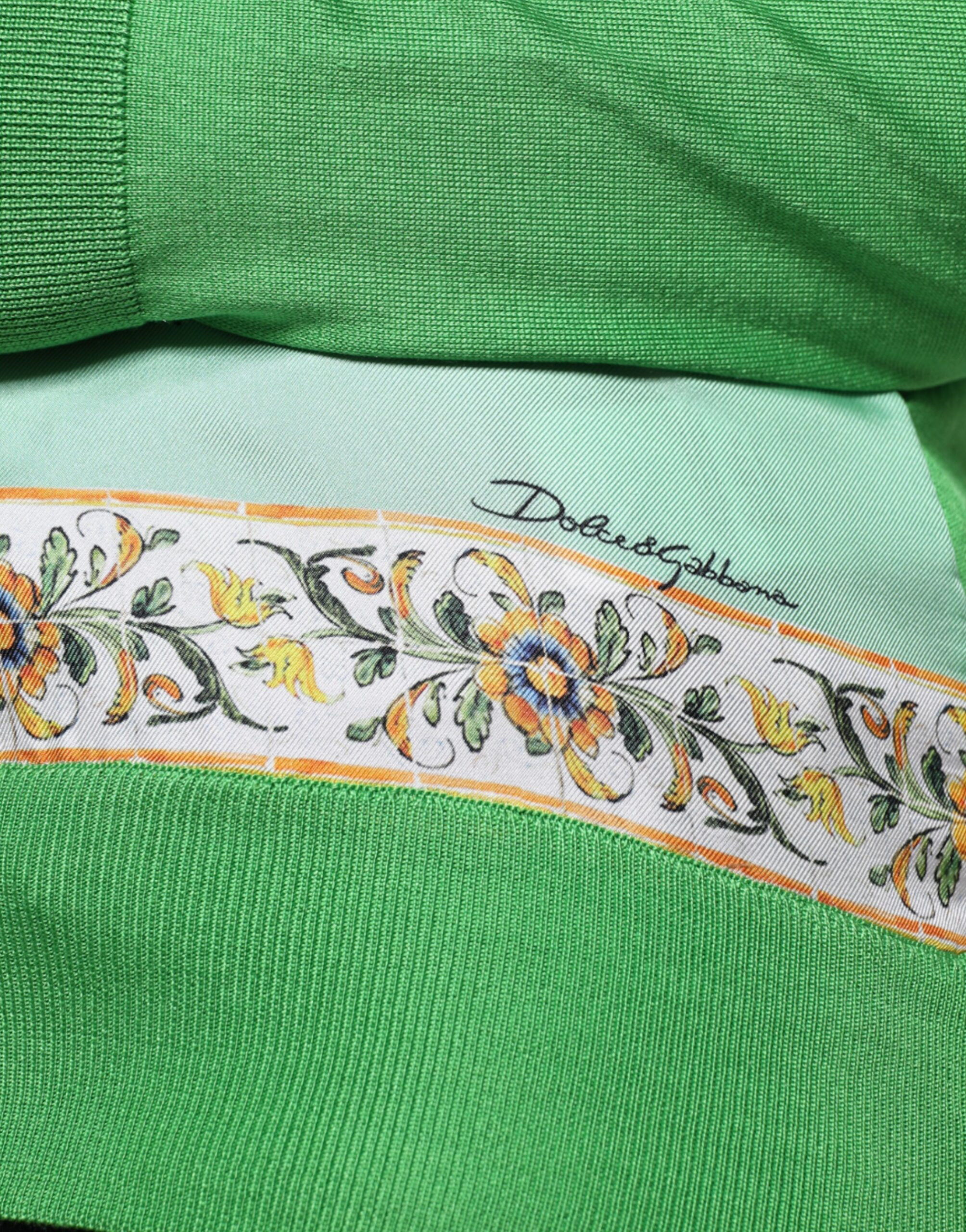 Dolce & Gabbana Yashil ipakdan tikilgan sviter Granita Al Limone